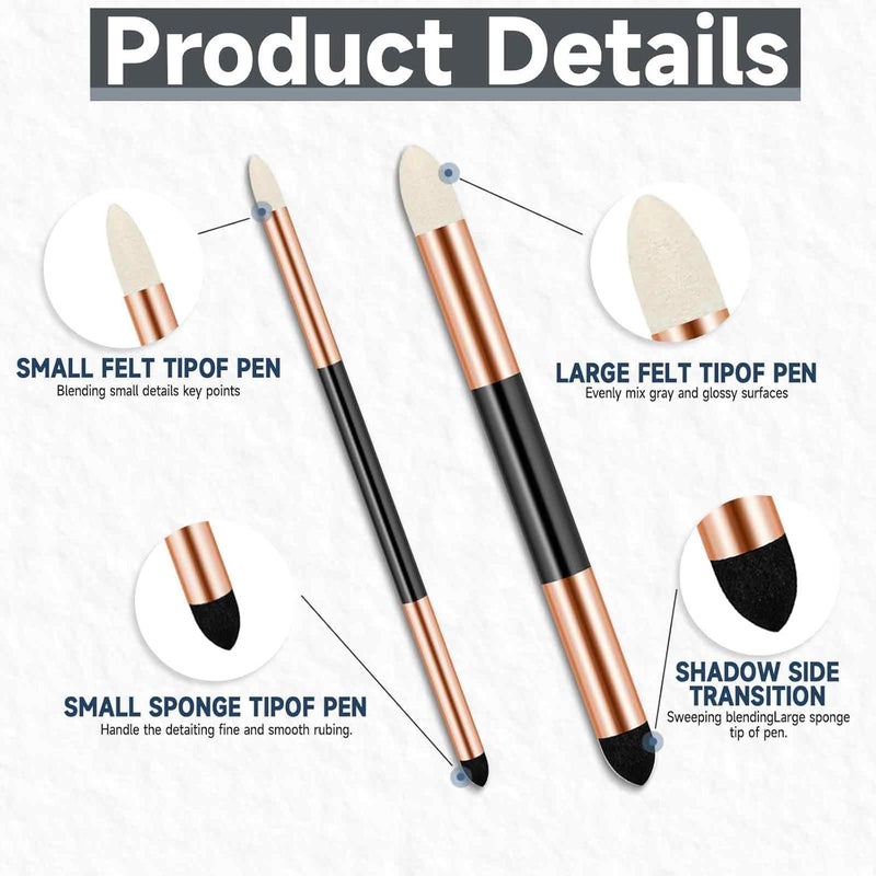 EVALUEMART 2Pcs Artist Blender Sponge Pen Dual Head Pencil Sketch Pen Brush Rubbing Sponge Drawing Art Blender Drawing Blender Tool Reusable Drawing Soft Pastel Shades - Image 3