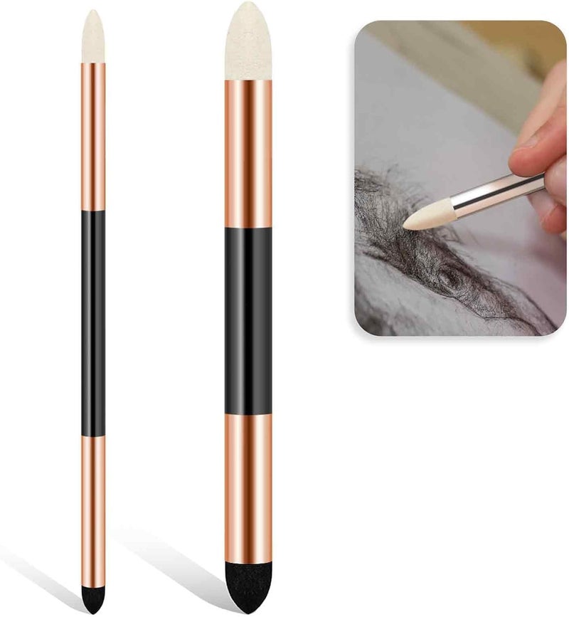 EVALUEMART 2Pcs Artist Blender Sponge Pen Dual Head Pencil Sketch Pen Brush Rubbing Sponge Drawing Art Blender Drawing Blender Tool Reusable Drawing Soft Pastel Shades - Image 1