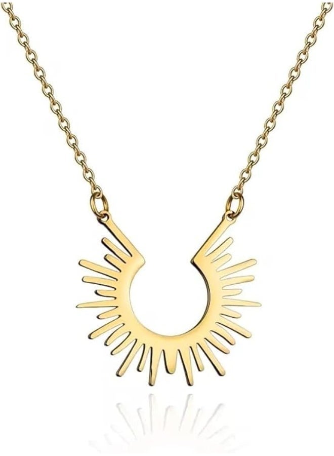Shein Elegant Sun Pendant Necklace 316L Stainless Steel – Radiant Halo Necklace for Women – Anti Tarnish - Image 1