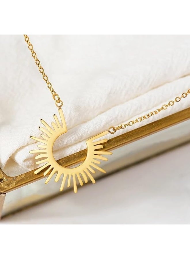 Shein Elegant Sun Pendant Necklace 316L Stainless Steel – Radiant Halo Necklace for Women – Anti Tarnish - Image 4