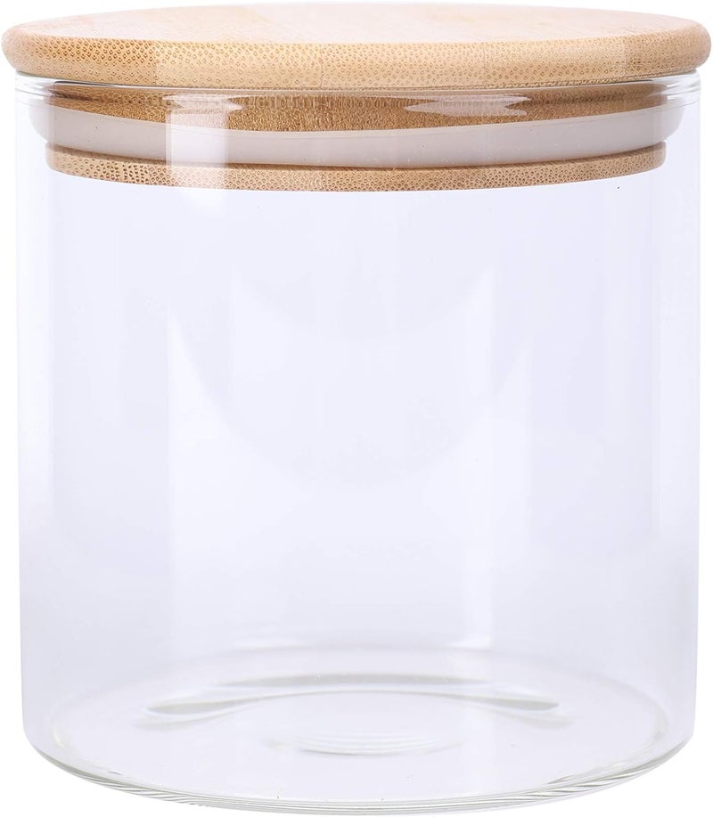 Lawei 4 Pack Glass Storage Jars with Airtight Bamboo Lids, 18.6 OZ Clear Glass Kitchen Canisters Food Storage Container for Dry Goods, Serving Tea, Coffee, Spice, Candy, Cookie - Image 2