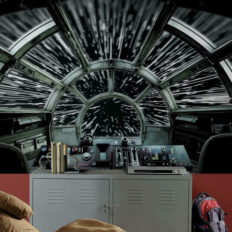RoomMates RMK11458M Star Wars Millennium Falcon Peel and Stick Wallpaper Mural 105 ft x 6 ft