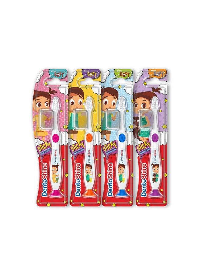 DentoShine Sticky Toothbrush For Kids (Ages 2+) (4 Count (Pack Of 1), Assorted) - Image 1