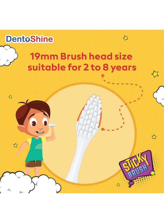 DentoShine Sticky Toothbrush For Kids (Ages 2+) (4 Count (Pack Of 1), Assorted) - Image 5