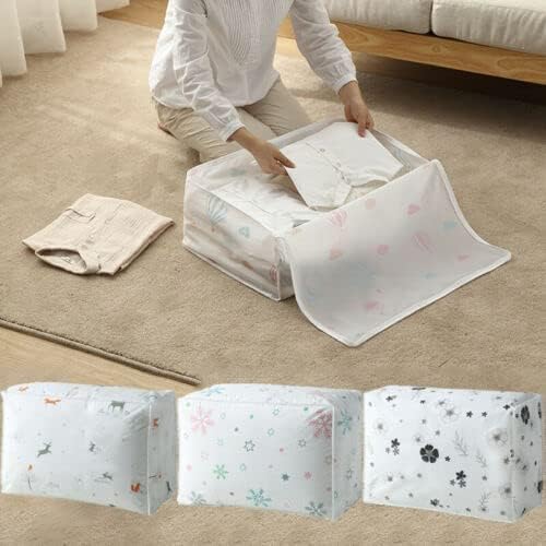 RIOZLOT RIOZLOT Big Size Under Bed Storage Organizer Moisture Proof Mildew Proof Dust Proof Quilt Storage Bags for Storing Quilts Coats Jackets Pillows Blankets Underbed Storage Bag 70 50 25 Cm - Image 2