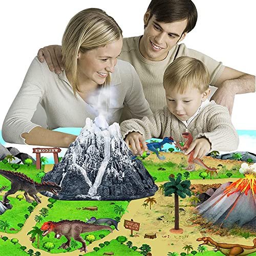 shouldbuy Erupting Mist Spouting Volcano Model Dinosaur Toys with Mat TreesDinosaur Playset Science Kit for Kids 35 - Image 1