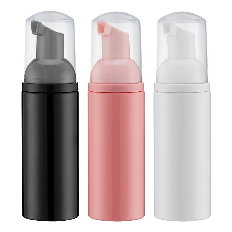Tekson 3 PCS Soap Foam Bottle 2 oz Empty Travel Foaming Lash Shampoo for Cleanser Dispenser BlackWhitePink Pump - Image 3