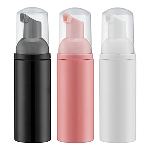 Tekson 3 PCS Soap Foam Bottle 2 oz Empty Travel Foaming Lash Shampoo for Cleanser Dispenser BlackWhitePink Pump - Image 1