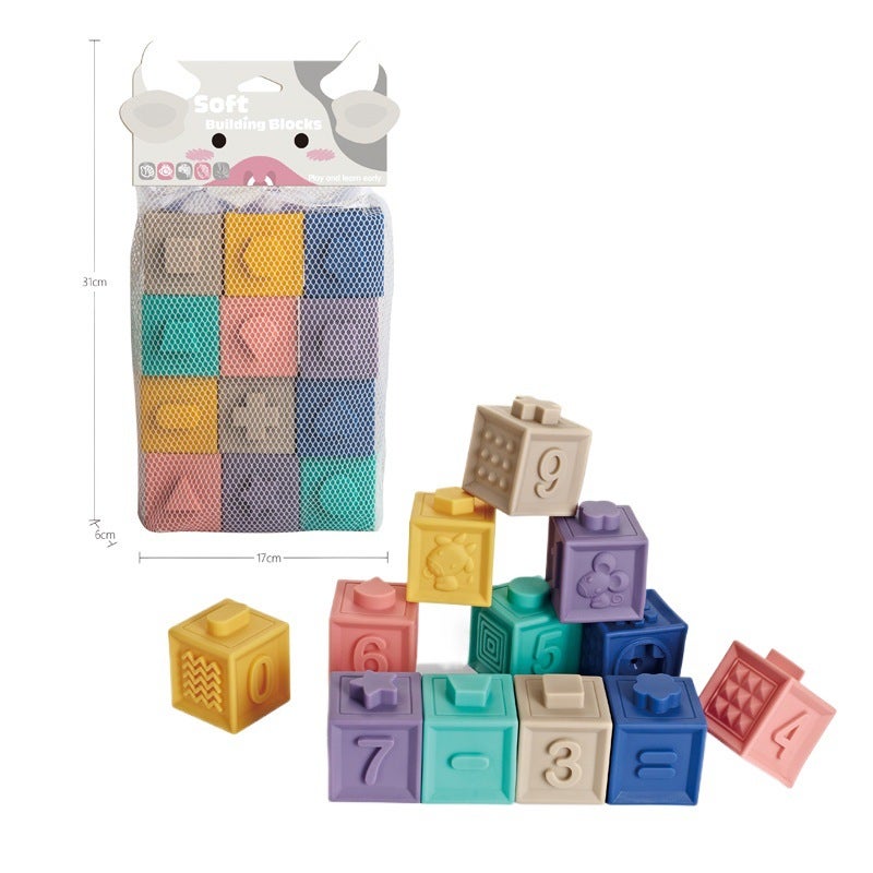 Baby Soft Rubber Building Blocks Early Education Toy Molar Bite Boiled Silicone Large Particle Building Blocks Puzzle Soothing - Image 5