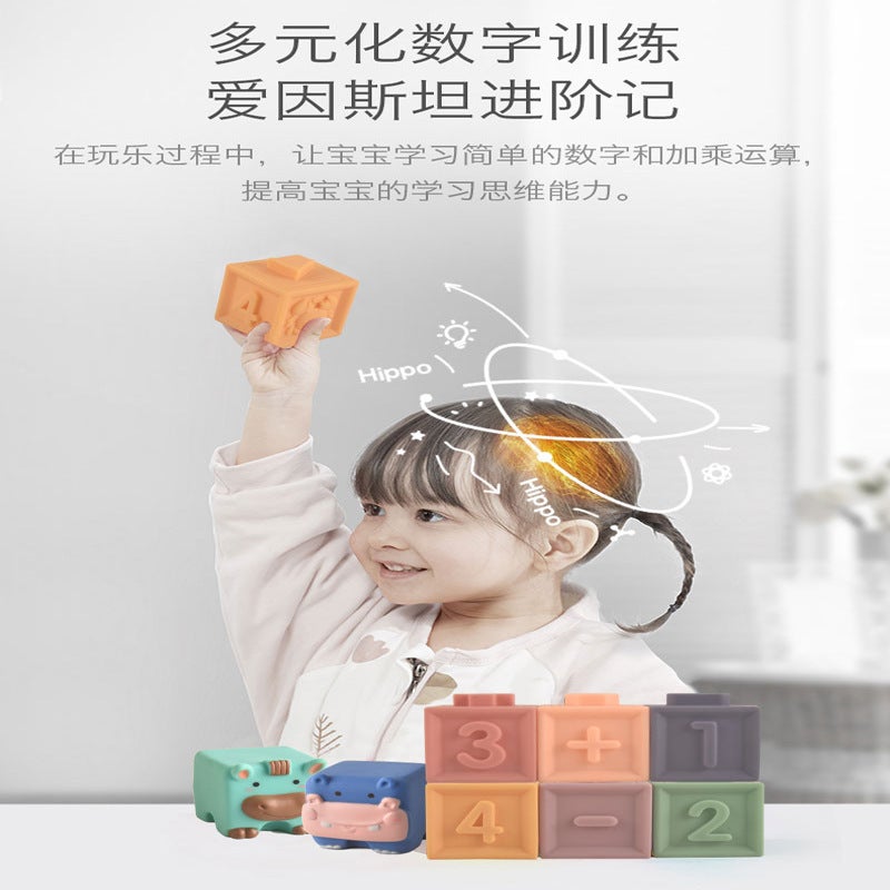 Baby Soft Rubber Building Blocks Early Education Toy Molar Bite Boiled Silicone Large Particle Building Blocks Puzzle Soothing - Image 3