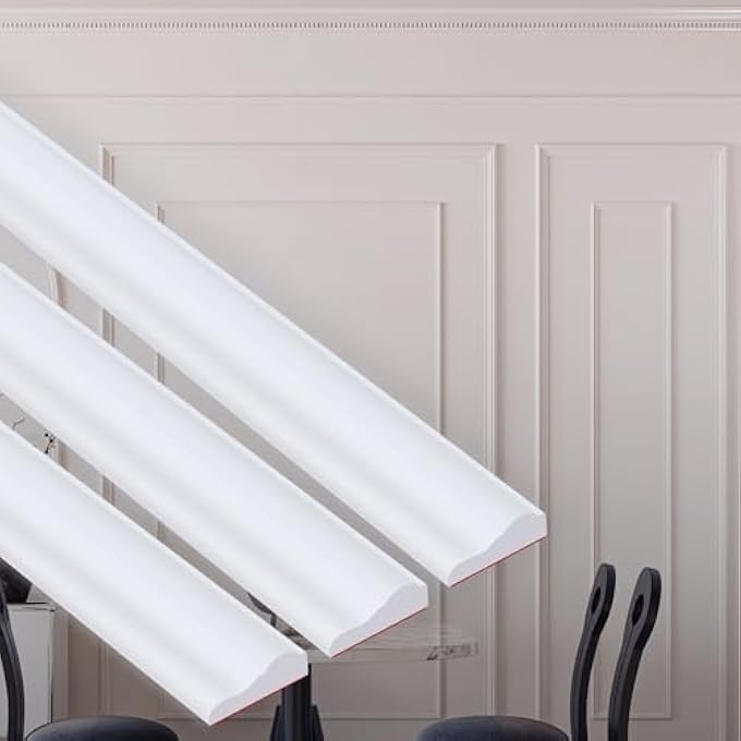 PEEL AND STICK UPGRADE CHAIR RAIL MOLDING TRIM, FLEXIBLE SELF-ADHESIVE PAINTABLE WHITE TPE DECORATIVE STRIPS FOR BEDROOM, LIVING ROOM, KITCHEN (1.3 IN X 32.8 FT) - Image 1