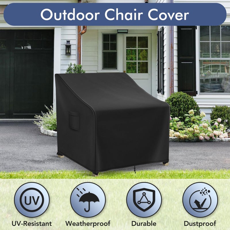Richwon Adirondack Chair Covers Waterproof, Lawn Outdoor Chair Covers 2 Pack, Patio Chair Covers for Outdoor Furniture Fits up to 32W x 37D x 36H inches, Black - Image 5
