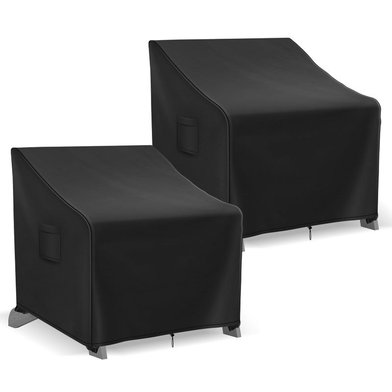 Richwon Adirondack Chair Covers Waterproof, Lawn Outdoor Chair Covers 2 Pack, Patio Chair Covers for Outdoor Furniture Fits up to 32W x 37D x 36H inches, Black - Image 1