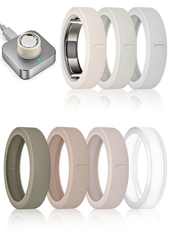 BandRain 7 Pack Ring Cover Compatible with Oura Ring Gen 4/4 Ceramic/Oura Gen 3 Cover, Anti-Scratch Elastic Silicone Smart Rings Protector Case for RingConn Gen 3/Gen 2/Gen 2 Air/Ultrahuman for Gym Workouts - Image 1