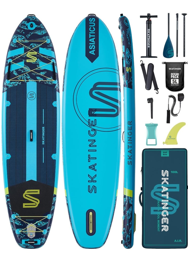 Skatinger Skatinger 11'6×35" Super Wide Inflatable Stand Up Paddle Board, Ultra Stable Wide SUP for 2+1 People/Family/Big Size w/Shoulder Strap, 100L Backpack, All-Round Sup Board, US Fin - Asiaticus  - Image 1