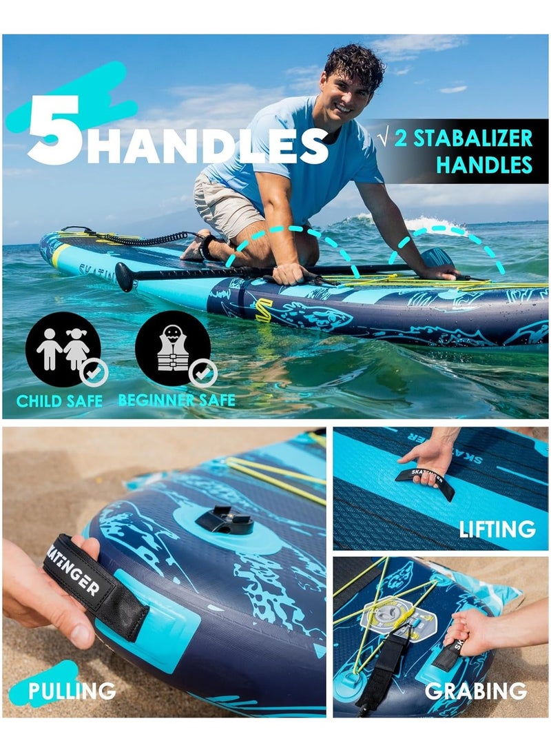 Skatinger Skatinger 11'6×35" Super Wide Inflatable Stand Up Paddle Board, Ultra Stable Wide SUP for 2+1 People/Family/Big Size w/Shoulder Strap, 100L Backpack, All-Round Sup Board, US Fin - Asiaticus  - Image 4