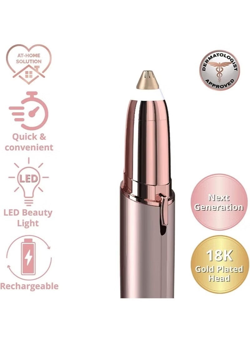 ماكينة تشذيب الحواجب الكهربائية للنساء مع شفرات بديلة، وإضاءة LED دقيقة، لإزالة الشعر بشكل آمن وفوري وغير مؤلم. - Image 3