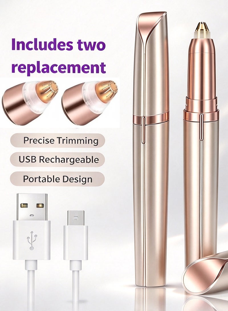 Women's Electric Eyebrow Trimmer with Replacement Blades, Precision LED Light, Safe and Instant Painless Hair Remover - Image 1