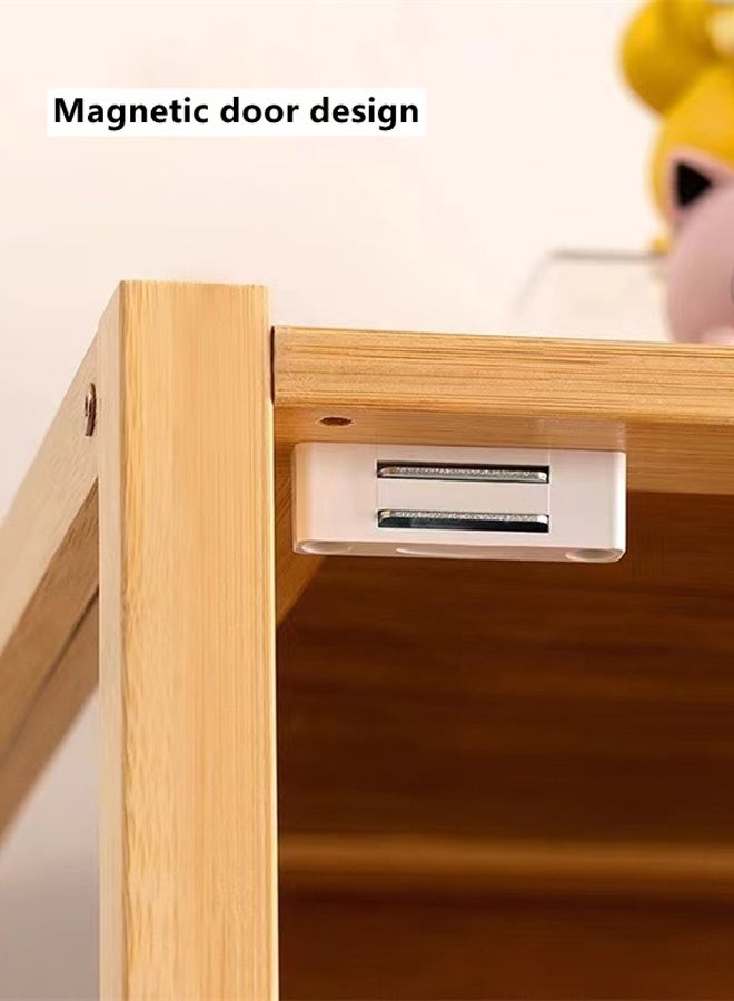 Kutis 4-Tier Storage Rack  Display Organizer Shelves Magazine Bookcase Book Shelf With Door Bamboo Acrylic Brown 44 x 36 x 136 cm - Image 4