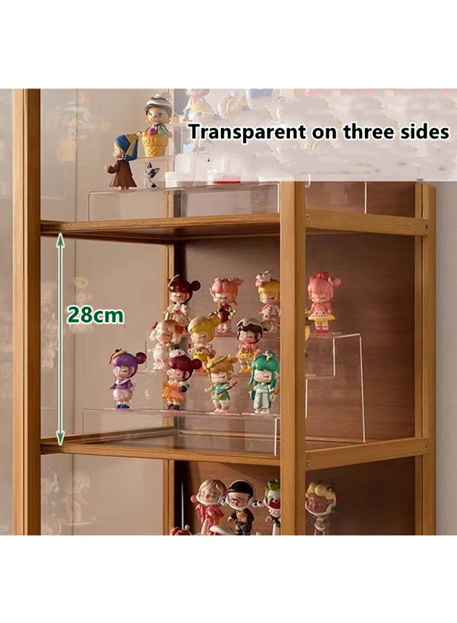 Kutis 4-Tier Storage Rack  Display Organizer Shelves Magazine Bookcase Book Shelf With Door Bamboo Acrylic Brown 44 x 36 x 136 cm - Image 3