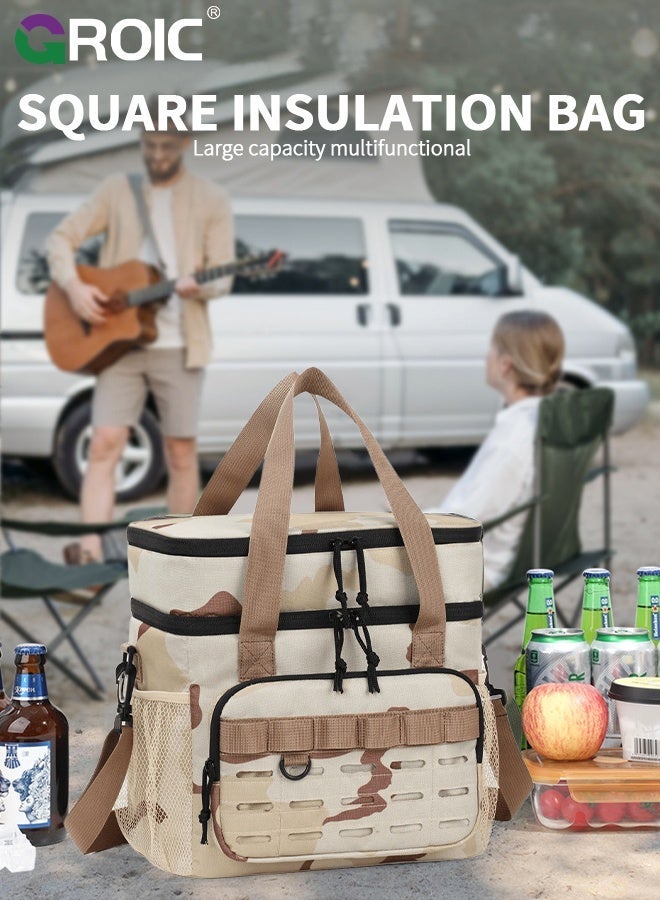 GROIC Insulated Lunch Bag,17L Double Deck Leakproof Insulated Large Adult Camping Cooler bag,pPicnic Bag,Lunch Bag for Women Tote Cooler Bag,Expandable Reusable Water-resistant Lunch Box for Work Travel Picnic Hiking - Image 4
