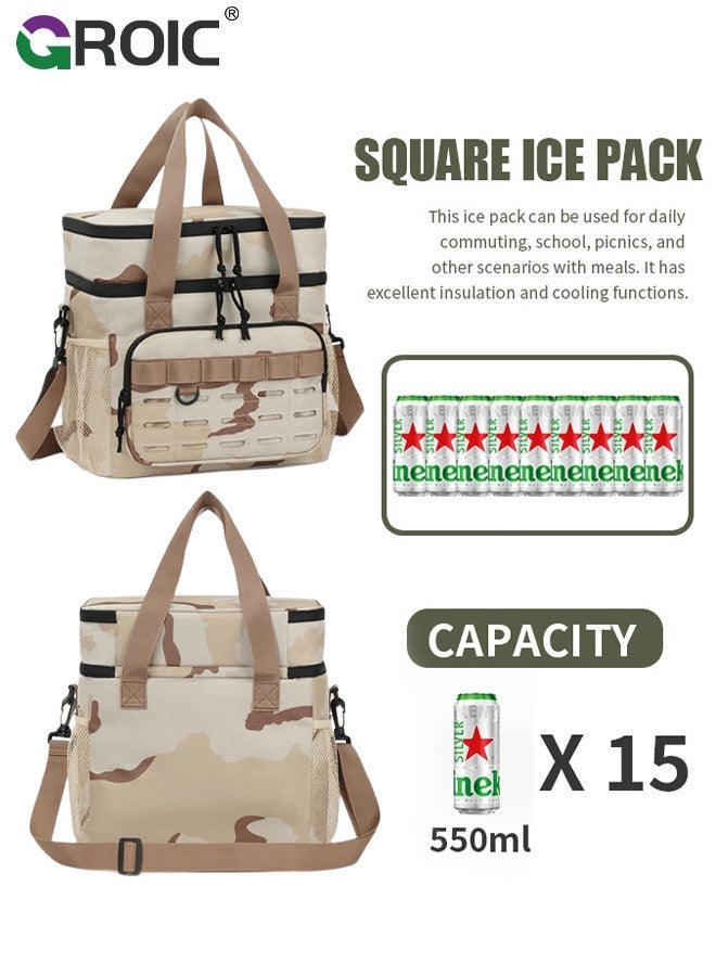 GROIC Insulated Lunch Bag,17L Double Deck Leakproof Insulated Large Adult Camping Cooler bag,pPicnic Bag,Lunch Bag for Women Tote Cooler Bag,Expandable Reusable Water-resistant Lunch Box for Work Travel Picnic Hiking - Image 3