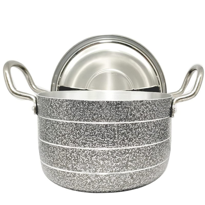 Bartan Hub Pot/Patila/Bhagona with lid (1500ml) Pot 19 cm Diameter 1.5 L Capacity with Lid (Aluminium) - Image 1