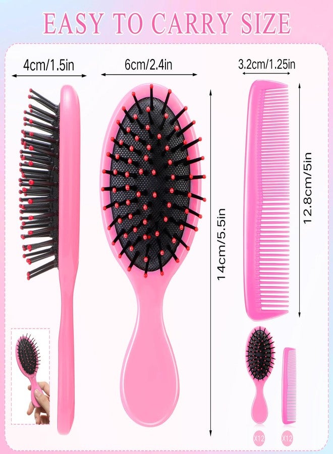 نوجو مجموعة فرش الشعر الصغيرة من نوجو، 24 قطعة، تتضمن 12 فرشاة صغيرة ناعمة لفك تشابك الشعر، و12 مشطًا بلاستيكيًا صغيرًا للأطفال الصغار، مناسبة للشعر المجعد الرطب والجاف (لون وردي). - Image 2