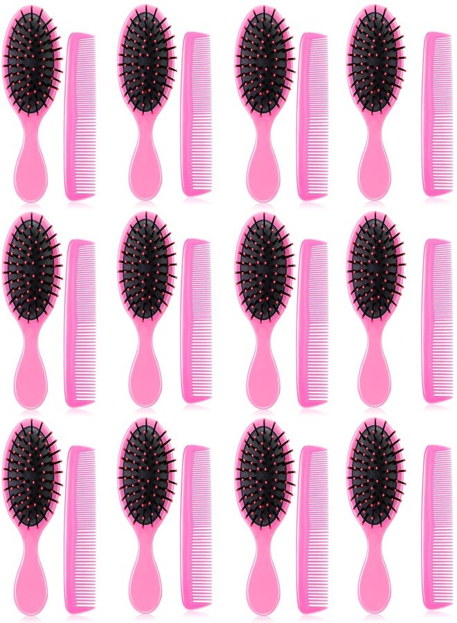 نوجو مجموعة فرش الشعر الصغيرة من نوجو، 24 قطعة، تتضمن 12 فرشاة صغيرة ناعمة لفك تشابك الشعر، و12 مشطًا بلاستيكيًا صغيرًا للأطفال الصغار، مناسبة للشعر المجعد الرطب والجاف (لون وردي). - Image 1