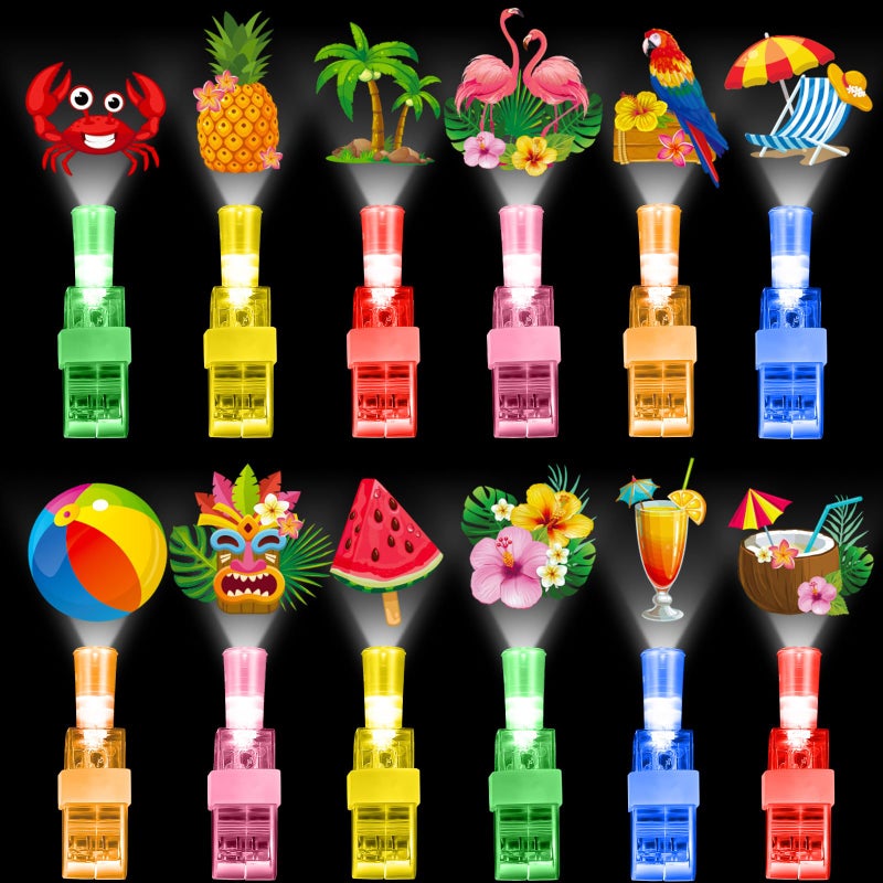 Capoda 36 Pcs Summer Hawaiian Party Favors Tropical Luau LED Finger Lights Beach Gifts Glow in The Dark LED Gifts Hawaii Light Ring for Summer Party Supplies Goodies Bag Piata Filler Prize - Image 3