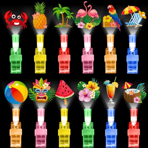 Capoda 36 Pcs Summer Hawaiian Party Favors Tropical Luau LED Finger Lights Beach Gifts Glow in The Dark LED Gifts Hawaii Light Ring for Summer Party Supplies Goodies Bag Piata Filler Prize - Image 1