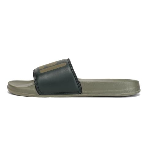 hummel CHUNK MEN SLIDERS Comfortable Cushioned Sole Arch Support Durable Lightweight Flexible Trendy Style Flip flops and Slippers Slides for Men Daily use Chappal - UK 10 Olive/Green - Image 3