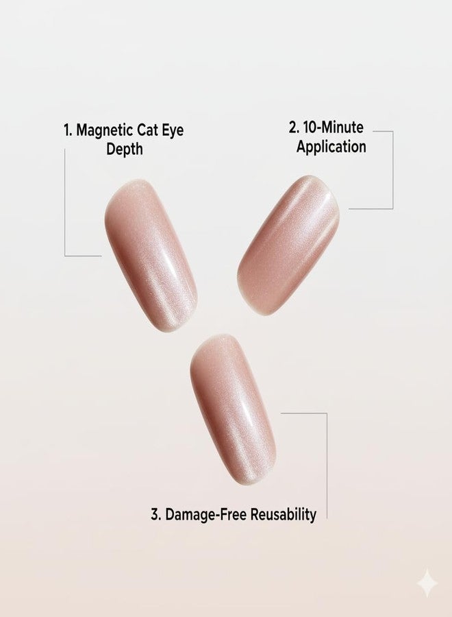 Gush Beauty Nailed It Press on Nails,nMagnetic Cat Eye Velvet Shimmer, Medium Almond Shape, Reusable Fake Nails with Glue and Adhesive Tabs (People Pleaser) - Image 4