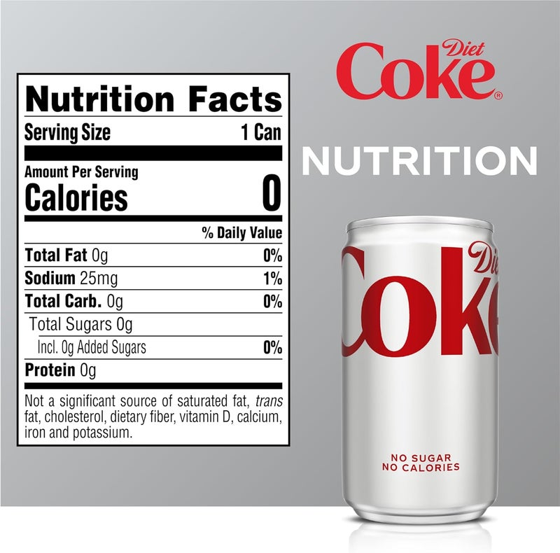 Diet Coke علب دايت كوك الصغيرة، 223 مل - عبوة من 10 - بدون سكر، بدون سعرات حرارية - Image 2