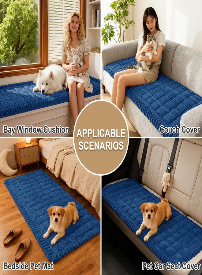 hyha Couch Covers for Dogs Washable, Non Slip Plush Dog Sofa Protectors, Fuzzy Pet Couch Covers for 3 Cushion Sofa Pet Friendly (Navy Blue, 27.6" x 70.9") - Image 4