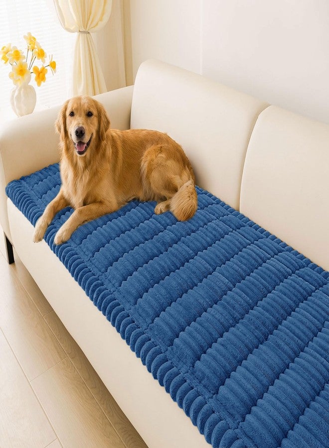 hyha Couch Covers for Dogs Washable, Non Slip Plush Dog Sofa Protectors, Fuzzy Pet Couch Covers for 3 Cushion Sofa Pet Friendly (Navy Blue, 27.6" x 70.9") - Image 1