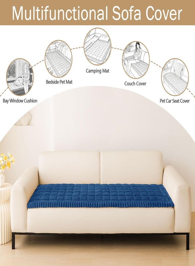 hyha Couch Covers for Dogs Washable, Non Slip Plush Dog Sofa Protectors, Fuzzy Pet Couch Covers for 3 Cushion Sofa Pet Friendly (Navy Blue, 27.6" x 70.9") - Image 3