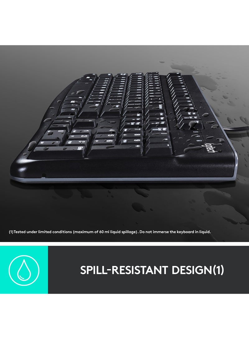 Logitech K120 Wired Business Keyboard For Windows Or Linux, Usb Plug And Play, Full Size, Spill Resistant, Curved Space Bar, Pc / Laptop, Us International Layout, Black - Image 5
