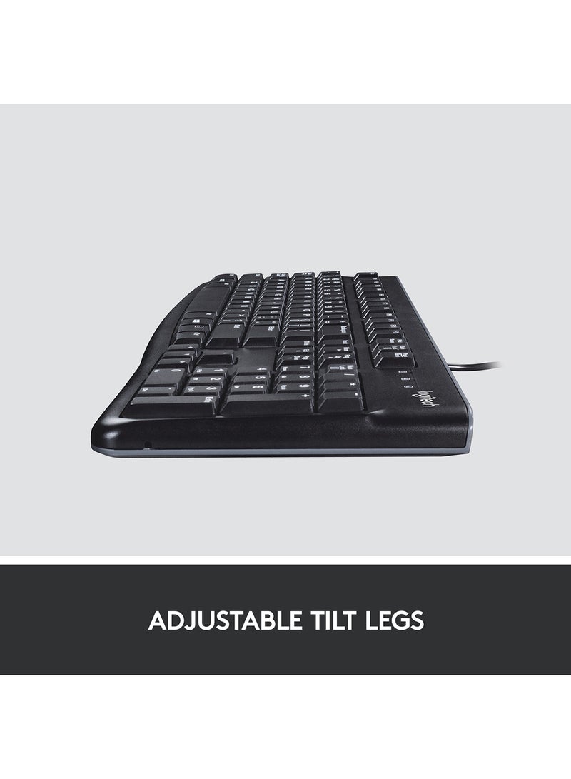 Logitech K120 Wired Business Keyboard For Windows Or Linux, Usb Plug And Play, Full Size, Spill Resistant, Curved Space Bar, Pc / Laptop, Us International Layout, Black - Image 3