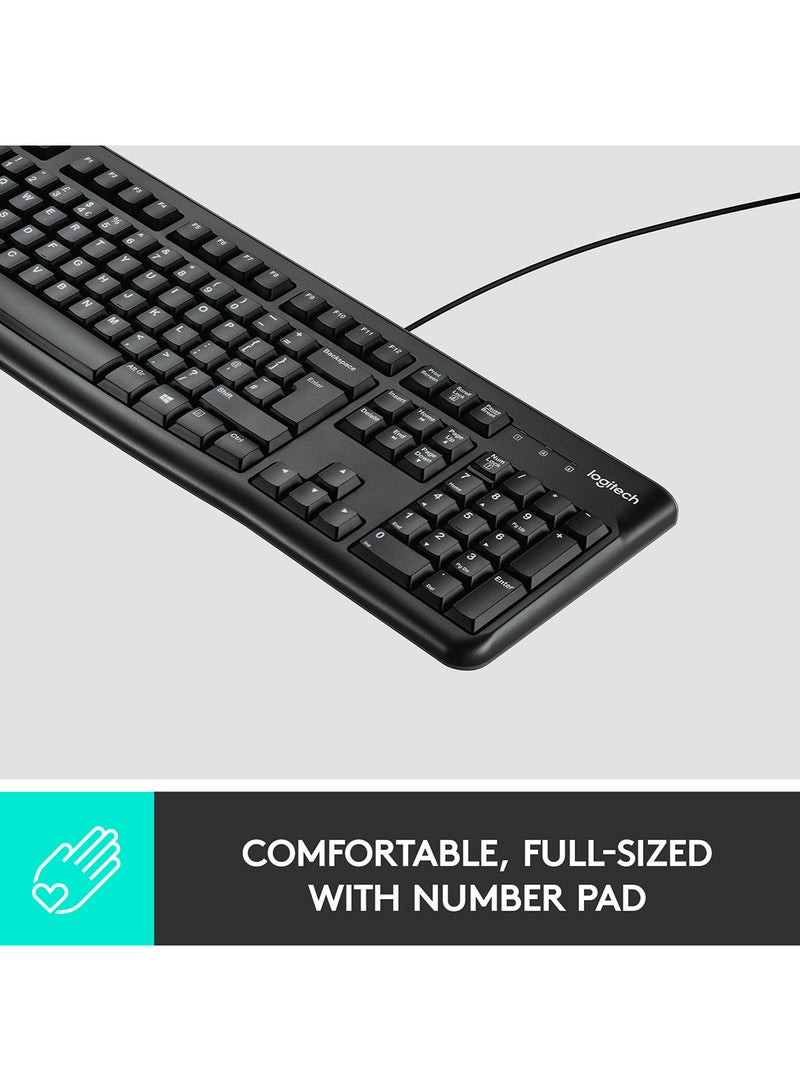 Logitech K120 Wired Business Keyboard For Windows Or Linux, Usb Plug And Play, Full Size, Spill Resistant, Curved Space Bar, Pc / Laptop, Us International Layout, Black - Image 2