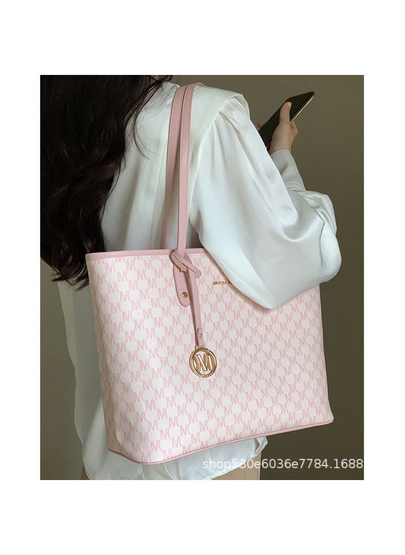 2023 New High-Quality Commuting Nicheins Handbag Large Capacity Single Shoulder Bag French Cherry Tote Bag Motorcycle Equipment  Pink
