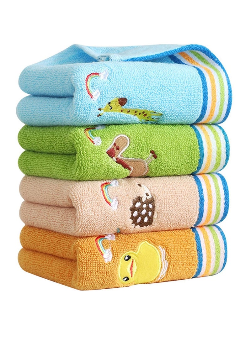 Baby Washcloths, 4 Pack Kids Washcloth Towels, 100% Cotton Kids Face Towels Hand Towels for Bathroom - Image 1