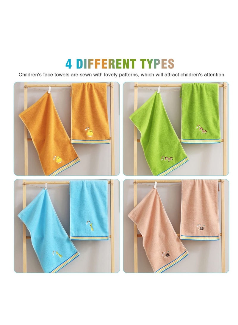 Baby Washcloths, 4 Pack Kids Washcloth Towels, 100% Cotton Kids Face Towels Hand Towels for Bathroom - Image 3