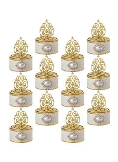 Excefore Round Candy Boxes, 12Pcs Gold Party Favor Boxes Fancy Candy Storage Boxes Decorative Treat Box European Style Favor Container for Wedding Baby Shower Birthday Party  - Image 1
