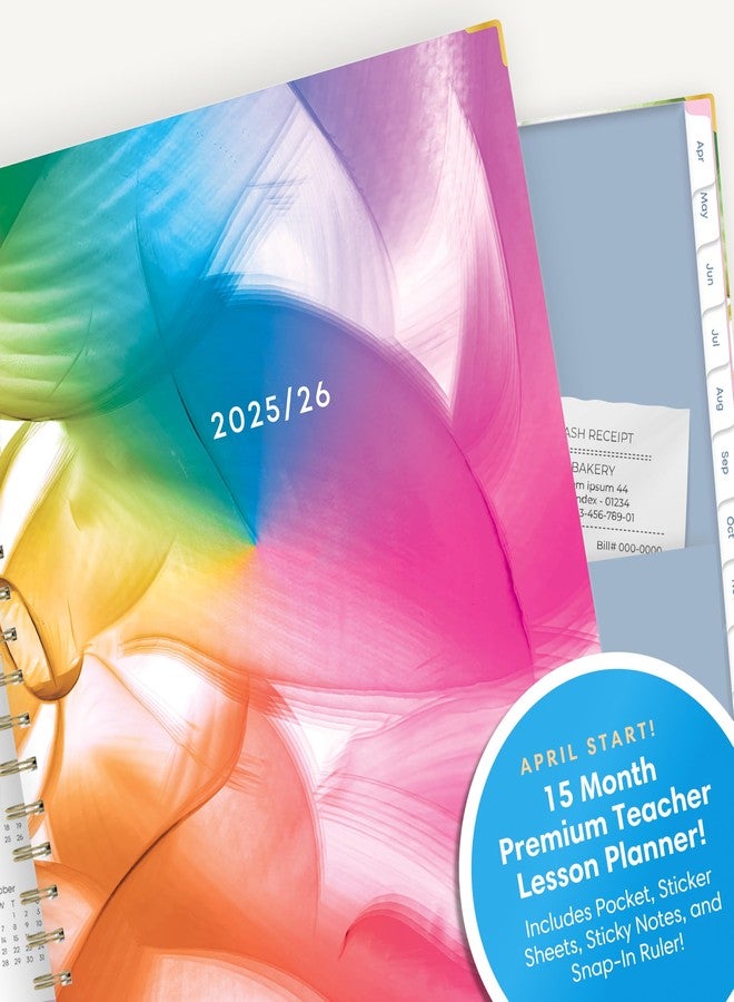 بلو سكاي تقويم تخطيط الدروس الأسبوعي والشهري للعام الدراسي 2025-2026 من بلو سكاي، 15 شهرًا، من أبريل 2025 إلى يونيو 2026، مقاس 8.5 × 11 بوصة، غلاف مقوى، تجليد سلكي، فواصل مغلفة، جيب للتخزين، يتضمن مسطرة - Image 5