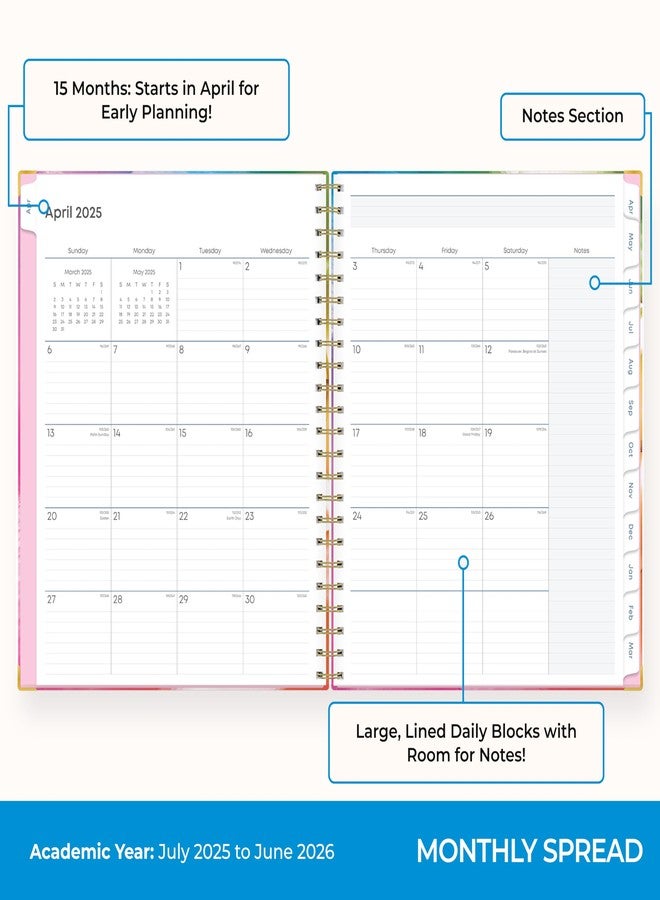 بلو سكاي تقويم تخطيط الدروس الأسبوعي والشهري للعام الدراسي 2025-2026 من بلو سكاي، 15 شهرًا، من أبريل 2025 إلى يونيو 2026، مقاس 8.5 × 11 بوصة، غلاف مقوى، تجليد سلكي، فواصل مغلفة، جيب للتخزين، يتضمن مسطرة - Image 4
