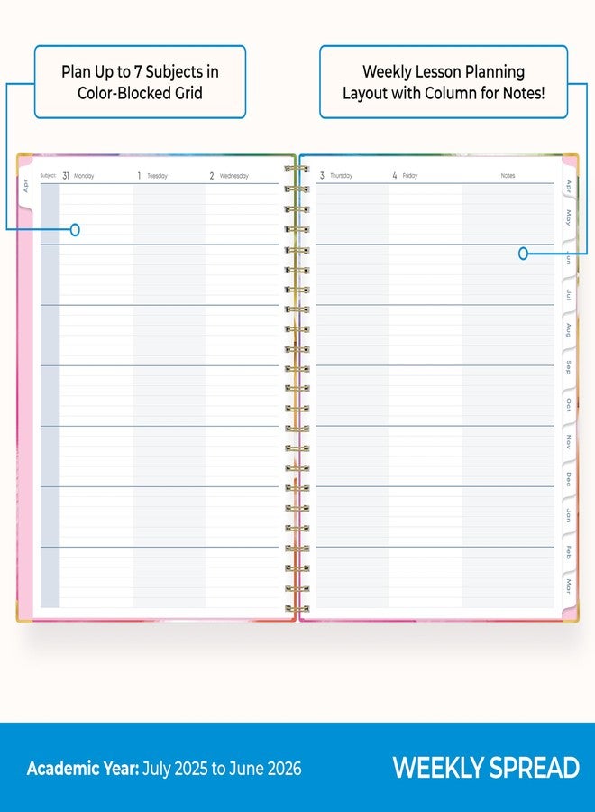 بلو سكاي تقويم تخطيط الدروس الأسبوعي والشهري للعام الدراسي 2025-2026 من بلو سكاي، 15 شهرًا، من أبريل 2025 إلى يونيو 2026، مقاس 8.5 × 11 بوصة، غلاف مقوى، تجليد سلكي، فواصل مغلفة، جيب للتخزين، يتضمن مسطرة - Image 3