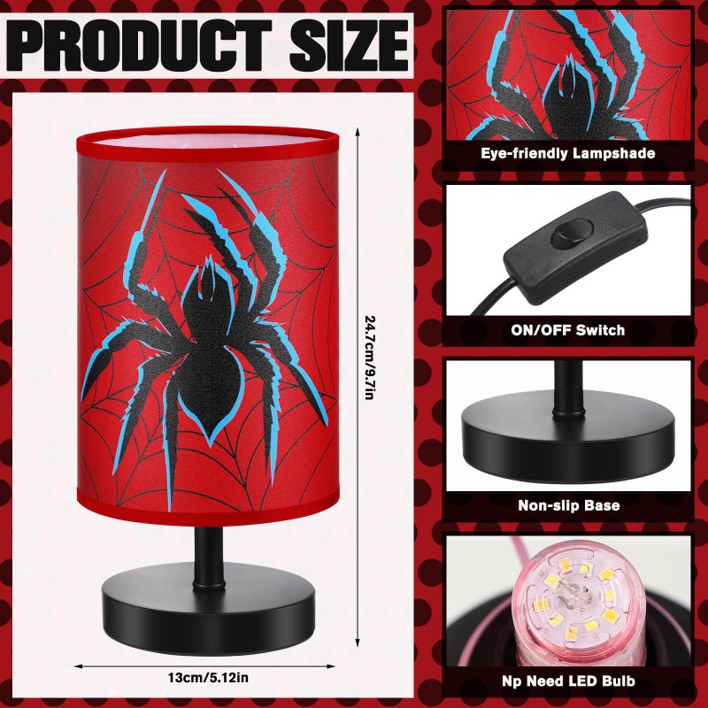 Glooglitter Spider Table Lamps Gifts 3 Colors Dimmable Lights 9.72 x 5.12 Inch Spider Night Light Bedroom Bedside Lamps for Room Bedroom Desk Home Decor Birthday Gifts - Image 2