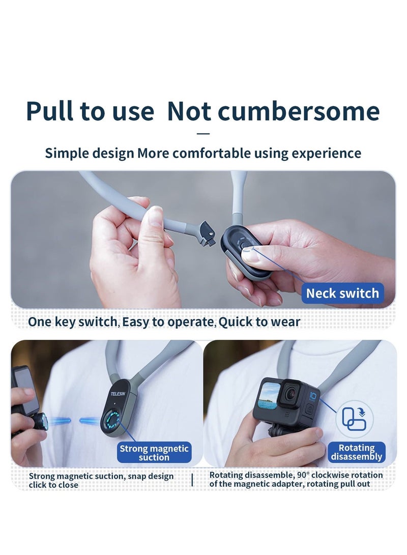 حزام رقبة مغناطيسي لحمل كاميرا رياضية للرياضات الشاقة مناسب لـ GoPro و Insta360 و DJI (قياسي) - Image 5