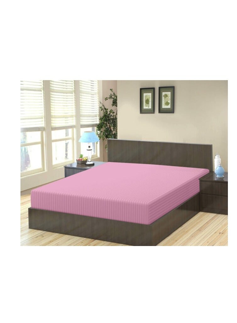 PROMASS Stripe Microfiber Baby Pink Fitted Sheet -Single 90 x 190 cm  - Image 2